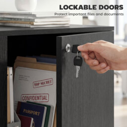 Vinsetto Black Cabinet Lockable File Cabinet with 2-Tier & Anti-Slip Feet, Storage for Office Equipment, 80 x 80 x 40cm - Aosom UK - thumbnail 5
