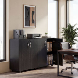 Vinsetto Black Cabinet Lockable File Cabinet with 2-Tier & Anti-Slip Feet, Storage for Office Equipment, 80 x 80 x 40cm - Aosom UK - thumbnail 8