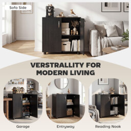 Vinsetto Black Cabinet Lockable File Cabinet with 2-Tier & Anti-Slip Feet, Storage for Office Equipment, 80 x 80 x 40cm - Aosom UK - thumbnail 7