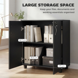 Vinsetto Black Cabinet Lockable File Cabinet with 2-Tier & Anti-Slip Feet, Storage for Office Equipment, 80 x 80 x 40cm - Aosom UK - thumbnail 4
