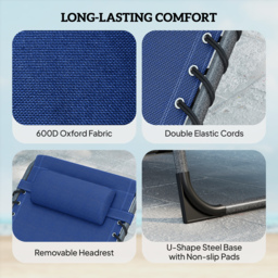 Outsunny Five-Position Reclining Sun Loungers Set of 2 - Dark Blue - thumbnail 5