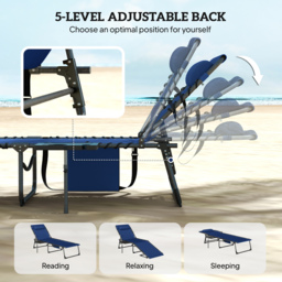 Outsunny Five-Position Reclining Sun Loungers Set of 2 - Dark Blue - thumbnail 4