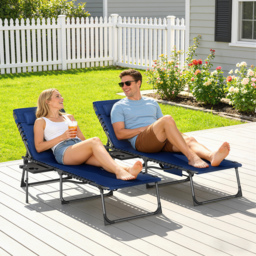 Outsunny Five-Position Reclining Sun Loungers Set of 2 - Dark Blue - thumbnail 9