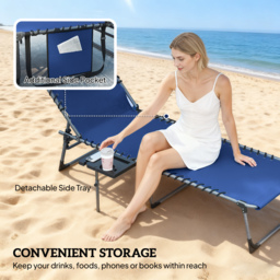 Outsunny Five-Position Reclining Sun Loungers Set of 2 - Dark Blue - thumbnail 6