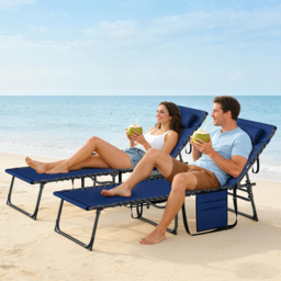 Outsunny Five-Position Reclining Sun Loungers Set of 2 - Dark Blue - thumbnail 8
