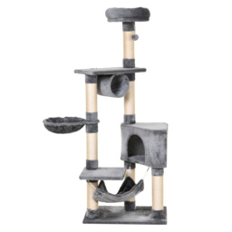 PawHut Cat Tree Condo Tower, Multi-level Activity Stand for Kittens, 150CM Height with Toys & Scratching Posts - Aosom UK - thumbnail 1