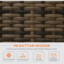 Outsunny 4pc Patio Furniture Set, Rattan Wicker Outdoor Corner Sofa Set with Love Seat, Table, Cushions, Orange - Aosom UK - thumbnail 5