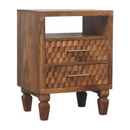 2-Drawers Bedside Cabinet, Wood Nightstand with Open Shelf, Eco-Conscious Build, 35L x 45W x 60H cm, Brown - Aosom UK - thumbnail 9