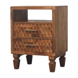 2-Drawers Bedside Cabinet, Wood Nightstand with Open Shelf, Eco-Conscious Build, 35L x 45W x 60H cm, Brown - Aosom UK - thumbnail 8