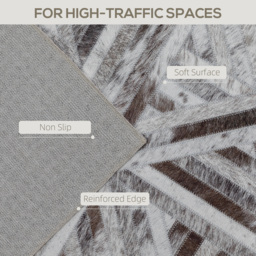 HOMCOM Modern Area Rug, Triangle Pattern Non-Slip Washable Rug, Chenille Floor Carpet for Living Room, Bedroom, Dining Room, Home Office, 230 x 160 cm, Brown - thumbnail 4