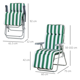Outsunny Set of 2 Garden Patio Outdoor Sun Recliners Loungers Foldable Multi Position Relaxers Chairs w/ Cushions Fire Retardant Sponge - Aosom UK - thumbnail 3