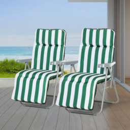 Outsunny Set of 2 Garden Patio Outdoor Sun Recliners Loungers Foldable Multi Position Relaxers Chairs w/ Cushions Fire Retardant Sponge - Aosom UK - thumbnail 2