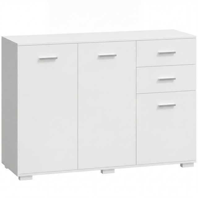 HOMCOM Sideboard, Modern Storage Cabinet with 2 Drawers, 3 Doors and Adjustable Shelves, White - image 1