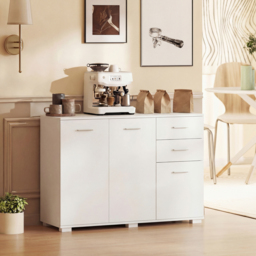 HOMCOM Sideboard, Modern Storage Cabinet with 2 Drawers, 3 Doors and Adjustable Shelves, White - thumbnail 8