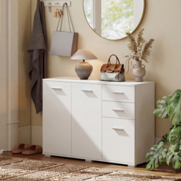 HOMCOM Sideboard, Modern Storage Cabinet with 2 Drawers, 3 Doors and Adjustable Shelves, White - thumbnail 9