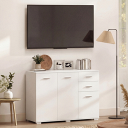 HOMCOM Sideboard, Modern Storage Cabinet with 2 Drawers, 3 Doors and Adjustable Shelves, White - thumbnail 7
