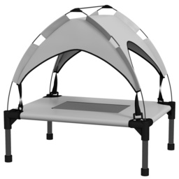 PawHut Raised Cooling Pet Bed, Breathable Mesh, Washable, for Mini & Small Dogs, 61 x 46 x 63 cm, Light Grey - Aosom UK - thumbnail 1