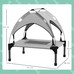 PawHut Raised Cooling Pet Bed, Breathable Mesh, Washable, for Mini & Small Dogs, 61 x 46 x 63 cm, Light Grey - Aosom UK - thumbnail 3