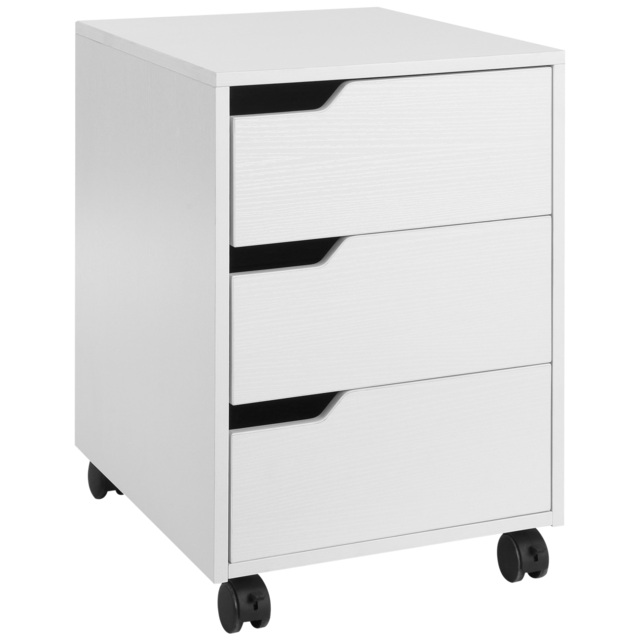 HOMCOM 3 Drawer Mobile File Cabinet, Vertical Filing Cabinet with Wheels for Home Office, White - image 1