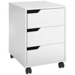 HOMCOM 3 Drawer Mobile File Cabinet, Vertical Filing Cabinet with Wheels for Home Office, White