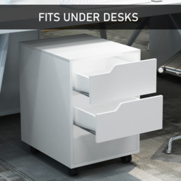 HOMCOM 3 Drawer Mobile File Cabinet, Vertical Filing Cabinet with Wheels for Home Office, White - thumbnail 5