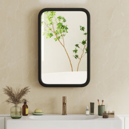 HOMCOM Bathroom Wall Cabinet with Tempered Mirror Metal Bathroom Mirror Cabinet with 3 Shelves Black - thumbnail 8
