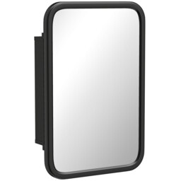 HOMCOM Bathroom Wall Cabinet with Tempered Mirror Metal Bathroom Mirror Cabinet with 3 Shelves Black - thumbnail 1