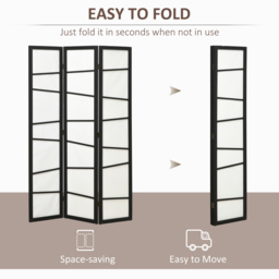 HOMCOM 3 Panel Room Divider, Wooden Folding Privacy Screen, Freestanding Wall Partition Separator for Bedroom, White - Aosom UK - thumbnail 6