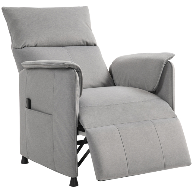 HOMCOM Power Recliner Chair, Reclining Chair with Remote, Pocket Springs, Silent Motor and Side Pockets, Grey - image 1