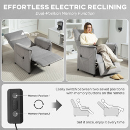 HOMCOM Power Recliner Chair, Reclining Chair with Remote, Pocket Springs, Silent Motor and Side Pockets, Grey - thumbnail 5