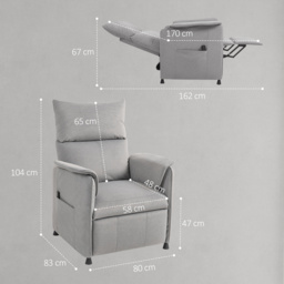 HOMCOM Power Recliner Chair, Reclining Chair with Remote, Pocket Springs, Silent Motor and Side Pockets, Grey - thumbnail 3