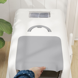 PawHut Stainless Steel Cat Litter Box with Removable Lid, Scoop, Filter Bags, for Larger Cats, White - thumbnail 9
