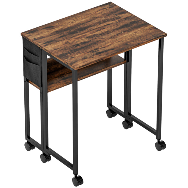 HOMCOM 63 cm Drop Leaf Writing Work Desk - Rustic Brown - image 1