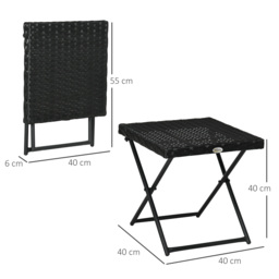 Outsunny Rattan Folding Table: Compact Square PE Wicker Design, Durable Outdoor Furniture, Ebony - Aosom UK - thumbnail 3