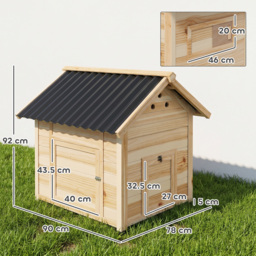 PawHut Wooden Duck House with Double Doors, Openable Roof, Ventilation Holes, Removable Base, Natural Wood Finish - thumbnail 3