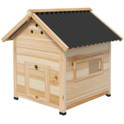 PawHut Wooden Duck House with Double Doors, Openable Roof, Ventilation Holes, Removable Base, Natural Wood Finish - thumbnail 9