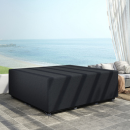 Outsunny 600D Oxford Outdoor Garden Furniture Sofa Set Cover, Waterproof Anti-UV Rattan Sun Lounger Protection Protector Cover, 225L x 210W x 70Hcm, Black - thumbnail 8