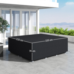 Outsunny 600D Oxford Outdoor Garden Furniture Sofa Set Cover, Waterproof Anti-UV Rattan Sun Lounger Protection Protector Cover, 225L x 210W x 70Hcm, Black - thumbnail 3