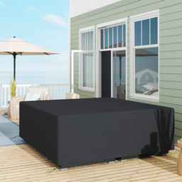 Outsunny 600D Oxford Outdoor Garden Furniture Sofa Set Cover, Waterproof Anti-UV Rattan Sun Lounger Protection Protector Cover, 225L x 210W x 70Hcm, Black - thumbnail 2