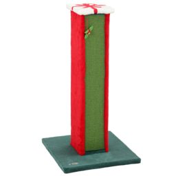 PawHut Cat Scratching Post for Indoor Cats, 81cm Tall Cat Scratcher with Sisal Rope, Hanging Bell Toy, Stable Base, Green & Red - thumbnail 1