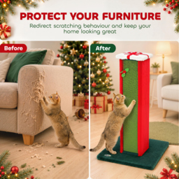 PawHut Cat Scratching Post for Indoor Cats, 81cm Tall Cat Scratcher with Sisal Rope, Hanging Bell Toy, Stable Base, Green & Red - thumbnail 5