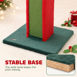 PawHut Cat Scratching Post for Indoor Cats, 81cm Tall Cat Scratcher with Sisal Rope, Hanging Bell Toy, Stable Base, Green & Red - thumbnail 6