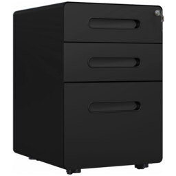 Vinsetto Fully Assembled 3-Drawer Mobile File Cabinet Lockable All-Metal Rolling Vertical File Cabinet Black - thumbnail 1