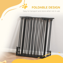 PawHut 3-Panel Metal Pet Gate: Safety Fence for Dogs with Walk Through Door & Auto Close Lock, Room Divider, Black - Aosom UK - thumbnail 5