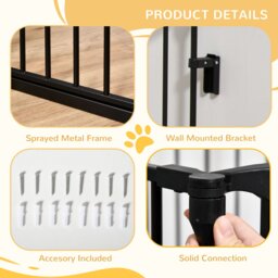 PawHut 3-Panel Metal Pet Gate: Safety Fence for Dogs with Walk Through Door & Auto Close Lock, Room Divider, Black - Aosom UK - thumbnail 7
