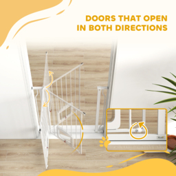 PawHut Adjustable Pet Gate with Cat Door, Pressure Fit Barrier for Doorway and Hallway, 75-85 cm, White - thumbnail 7