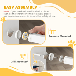 PawHut Adjustable Pet Gate with Cat Door, Pressure Fit Barrier for Doorway and Hallway, 75-85 cm, White - thumbnail 8