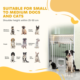 PawHut Adjustable Pet Gate with Cat Door, Pressure Fit Barrier for Doorway and Hallway, 75-85 cm, White - thumbnail 9