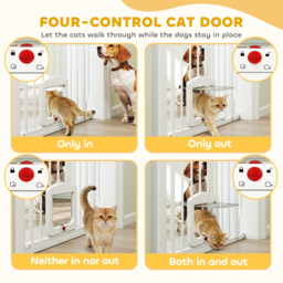 PawHut Adjustable Pet Gate with Cat Door, Pressure Fit Barrier for Doorway and Hallway, 75-85 cm, White - thumbnail 5