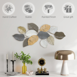 HOMCOM Metal Wall Art, Modern Hanging Wall Decor with Unique Leaf Design for Living Room Bedroom Entryway - thumbnail 6